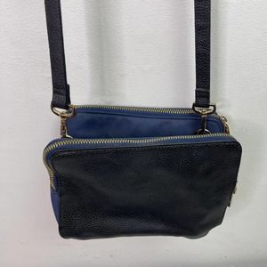 French Connection Small Crossbody Bag Multi Zipper Compartment Detachable Strap